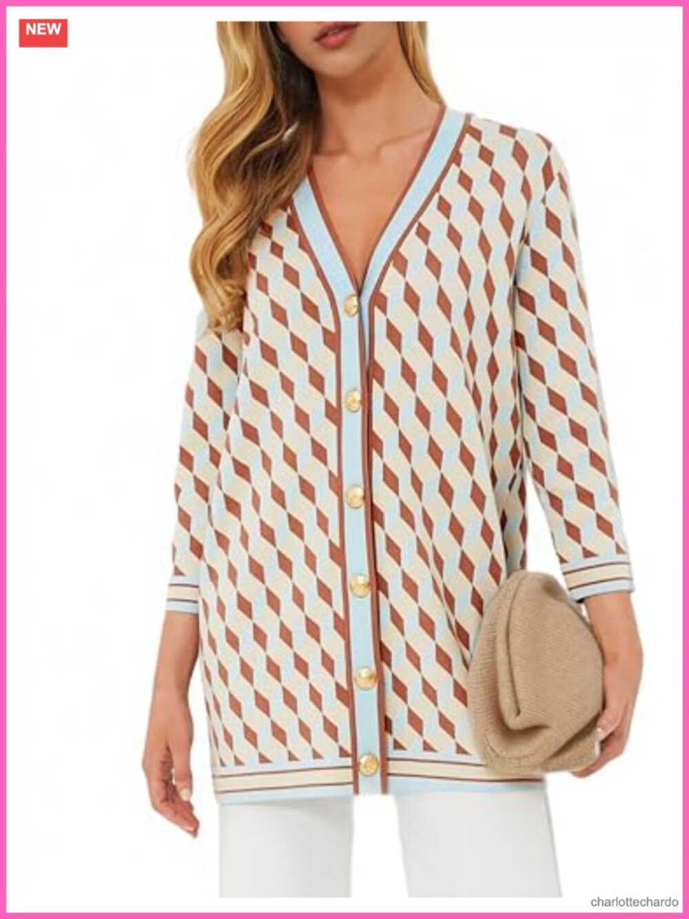 Women's Oversized Plaid Cardigan Sweater Button Down Knit